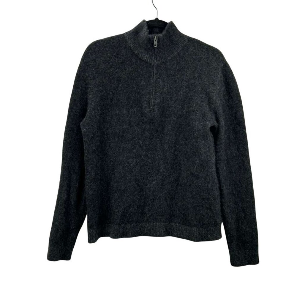 Christopher Fischer Men's Small 100% Cashmere Half Zip High Neck Gray Sweater